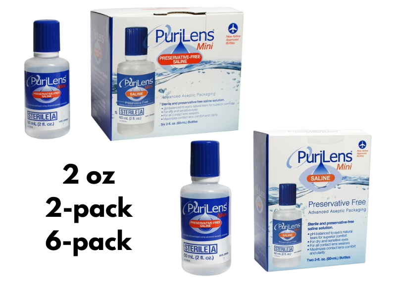 Purilens Plus Preservative-Free Saline 120ml (4 fl. oz.) 6 Pack