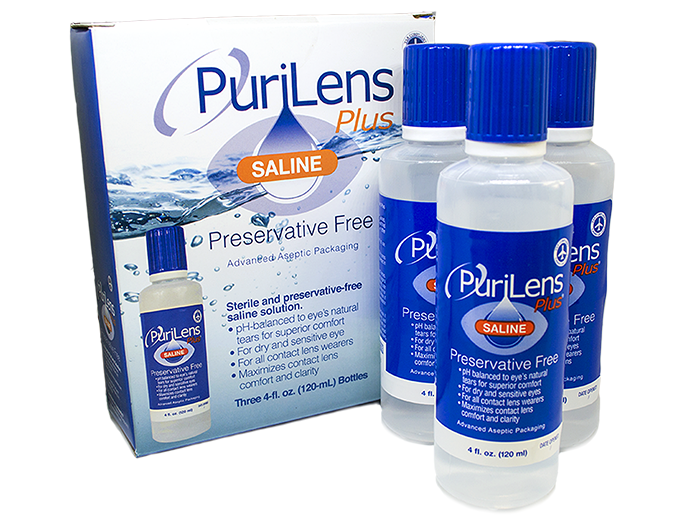 PuriLens Plus Saline 4oz (box of 3) - DryEyeShop