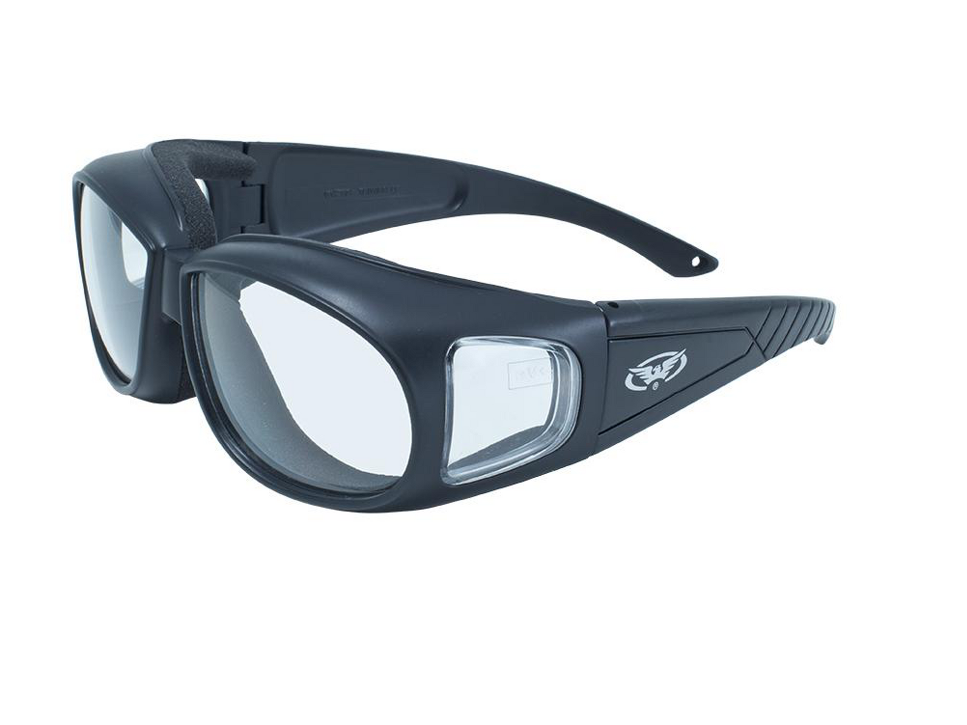 Global Vision Outfitter Foam Padded Fits Over Most Eyewear Black Frame Clear Lens